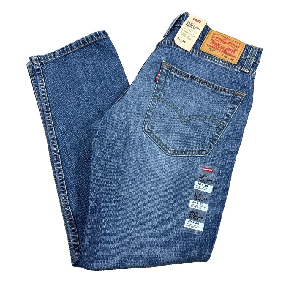 Levi's 502 Taper Jeans Men's 30X30 (30x 28.5) Tapered Fit Blue Stretch NWT
